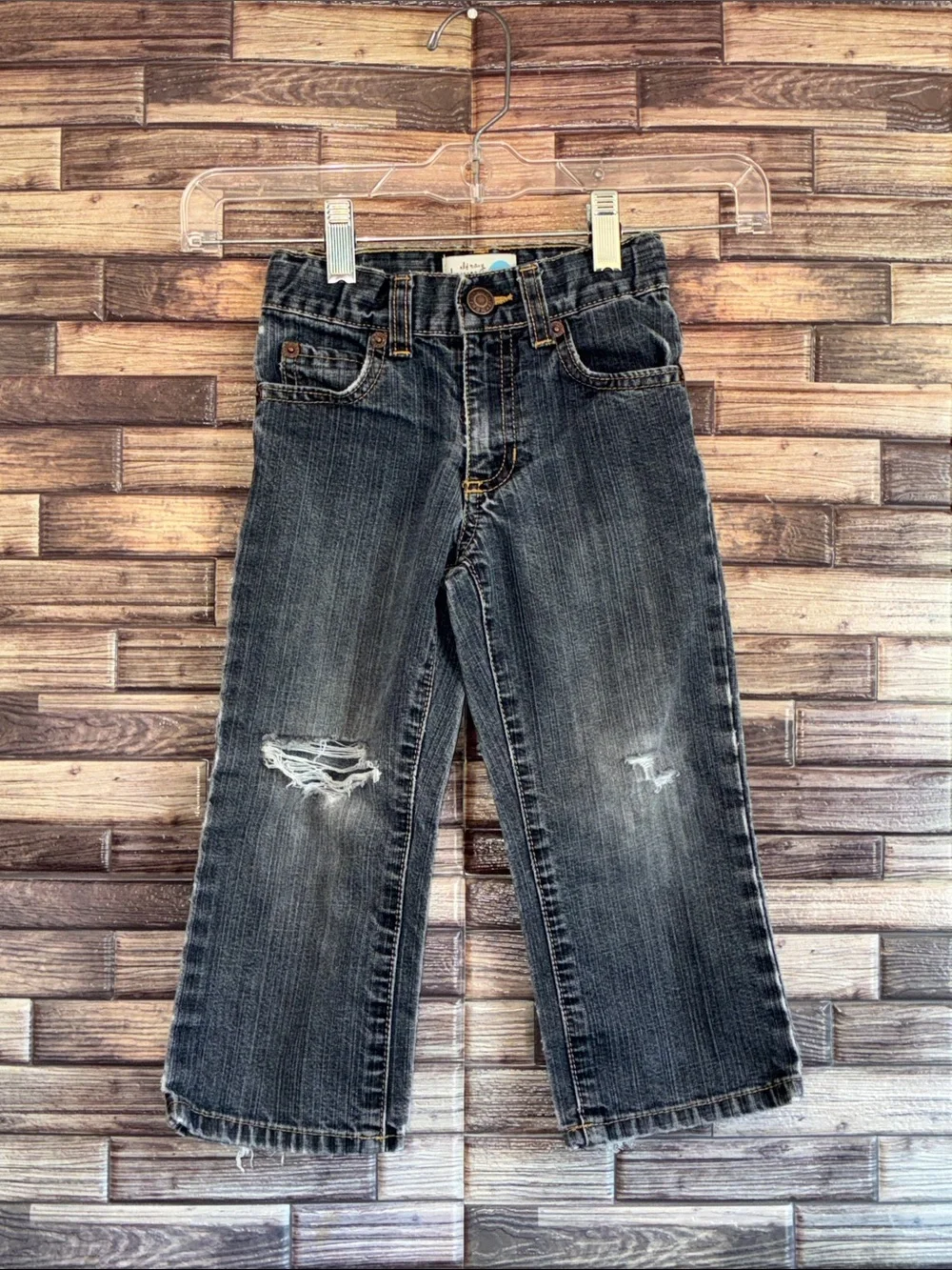 Pre Owned Old Navy Kids Dark Wash Distressed Jeans 3T